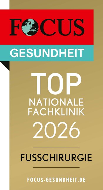 (ATOS Wiesbaden) FOCUS Gesundheitssiegel "TOP-Nationale Fachklinik 2026 Fußchirurgie"
