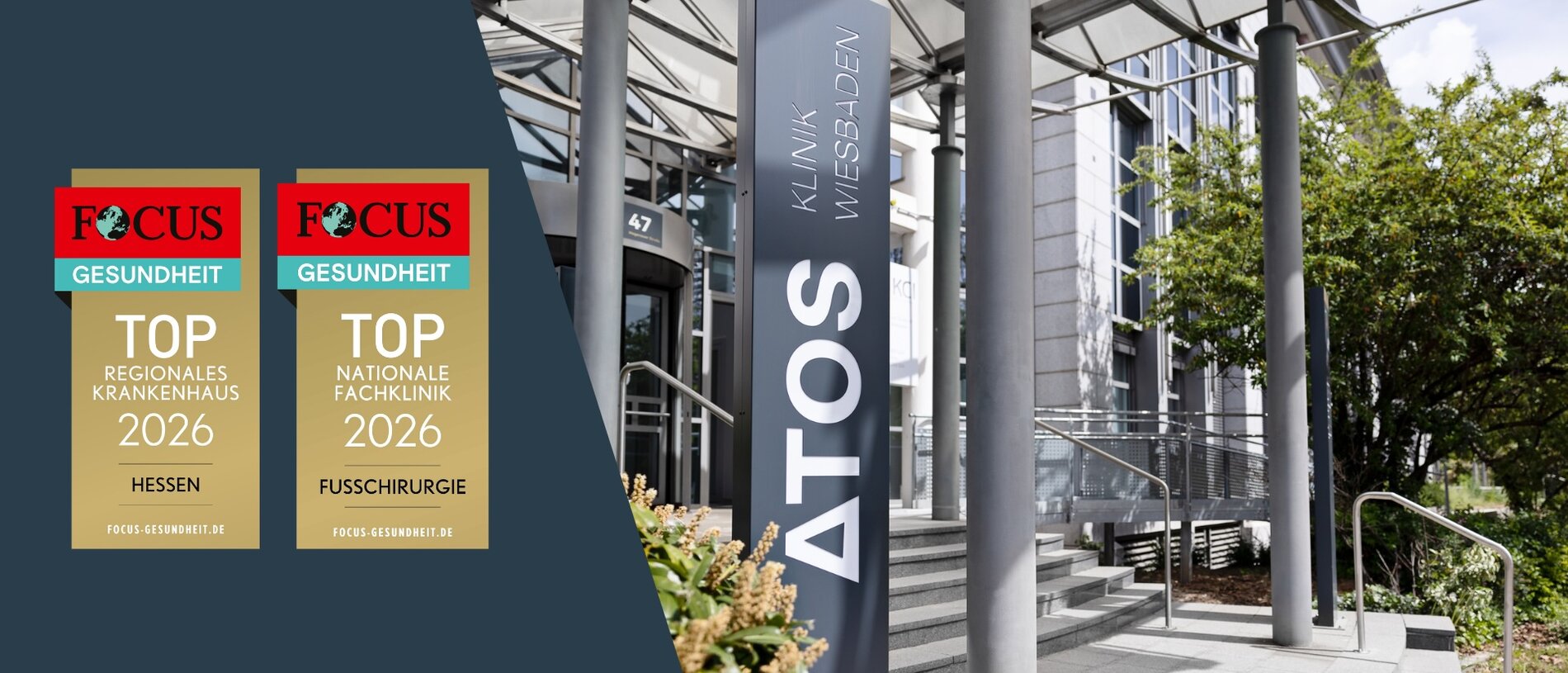 (ATOS Wiesbaden) Doppelte Auszeichnung: ATOS Klinik Wiesbaden erhält Siegel für "TOP-Nationale Fachklinik 2026" in der Fußchirurgie sowie "TOP-Regionales Krankenhaus in Hessen"